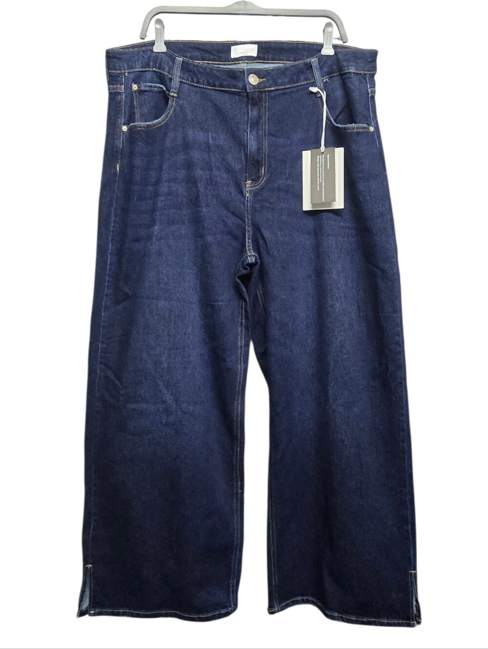 I&M Crafted Denim High Rise Wide Leg Jrans Sz 3X Indigo Dark Blue